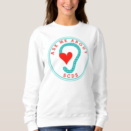Sweatshirt Posez-moi des questions sur SCDS (Red Text et Aqua (Devant)
