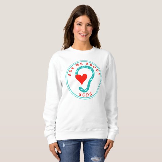 Sweatshirt Posez-moi des questions sur SCDS (Red Text et Aqua (Devant entier)