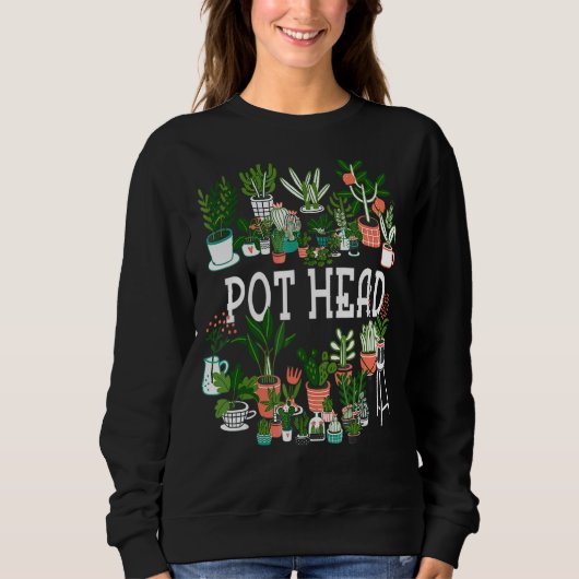 Sweatshirt Pot Head Plante Succulent Et Gardener Cactus (Devant)