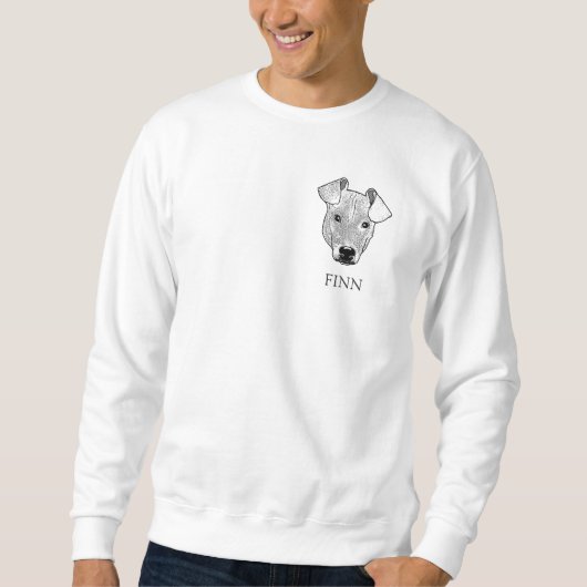 Sweatshirt Potcake Chien Dessin main personnalisé (Devant)
