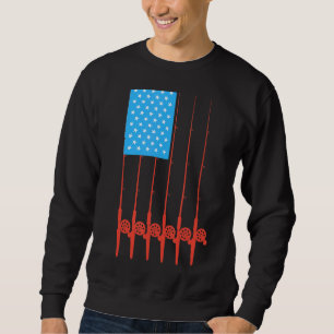 Sweatshirt Poteau de pêche patriotique Drapeau Engin de pêche