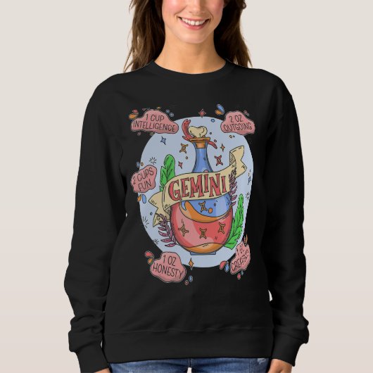 Sweatshirt Potion Gemini avec ingrédients Astrologie Magique (Devant)