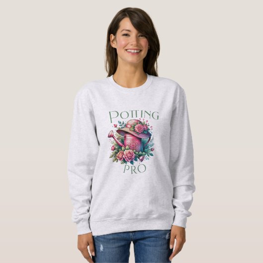Sweatshirt Potting Pro Pink Waters Can Garden Ash (Devant entier)