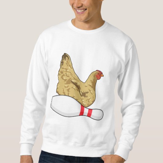 Sweatshirt Poulet au Bowling avec épingle de Bowling (Devant)
