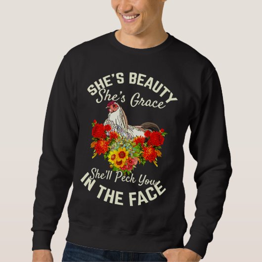 Sweatshirt Poulet elle est (Devant)
