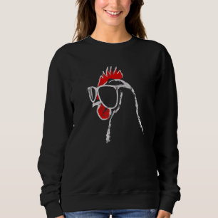 Sweatshirt Poulet Fou avec Lunettes de Soleil Graffiti Graphi