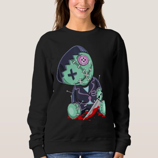 Sweatshirt Poupée Voodoo déplaisante Cute Avec Knife Kids Hal (Devant)