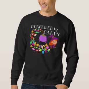 Sweatshirt Powered By Candy Redhead Flying Witch Halloween Co