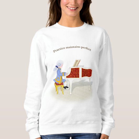 Sweatshirt Pratique Maintient Parfait Mozart Jouer Piano (Devant)