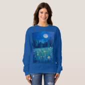 Sweatshirt Pré et forêt sous une Pleine lune (Devant entier)