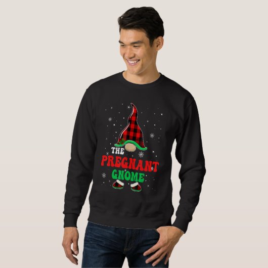 Sweatshirt Pregnant Gnome Buffalo Plaid Matching Christmas Gr (Devant entier)