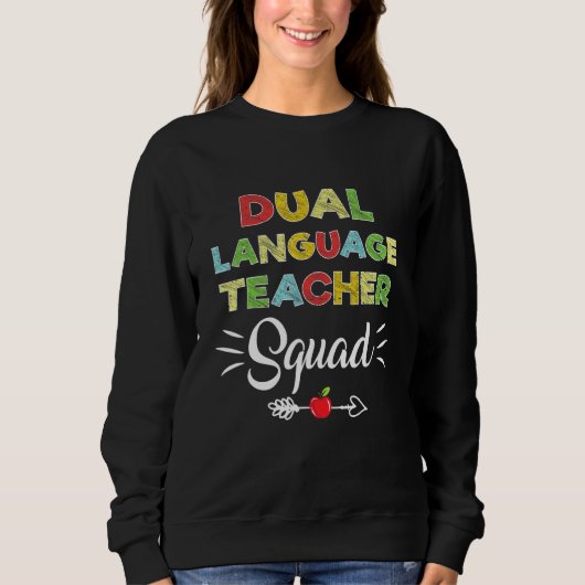 Sweatshirt Premier Jour De L'École Cool Deux Langues Enseigna (Devant)