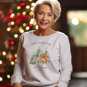 Sweatshirt Premier Noël en Granny Année Cute Giraffe Famille