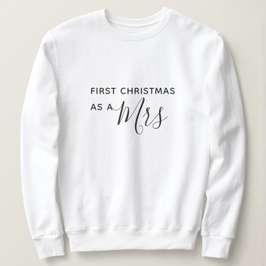 Sweatshirt Premier Noël en tant que Mme Black Script Font (Design devant)