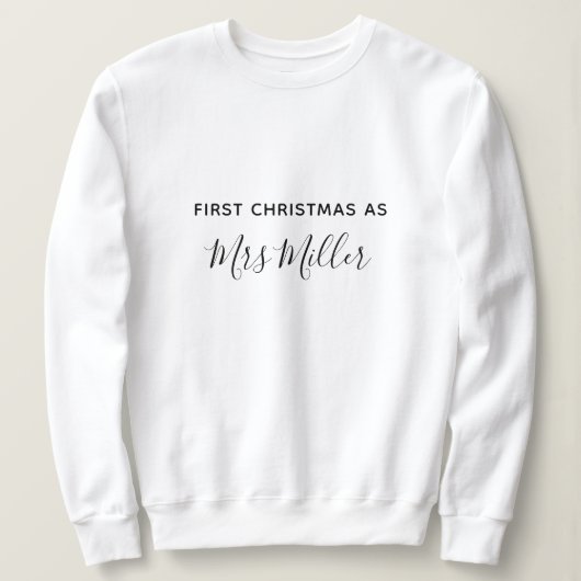 Sweatshirt Premier Noël en tant que Mme Nom personnalisé (Design devant)