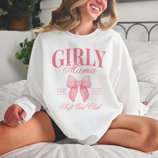 Sweatshirt Preppy Coquette Mama Personnalisé Fille Maman Rose