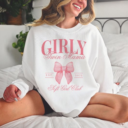 Sweatshirt Preppy Coquette Twin Mama Personnalisé Fille Maman