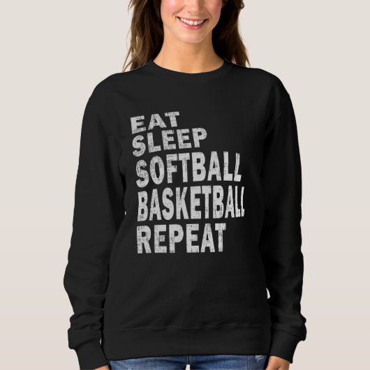 Sweatshirt Present Eat Sleep Softball Basketball Repeat Boys (Devant)