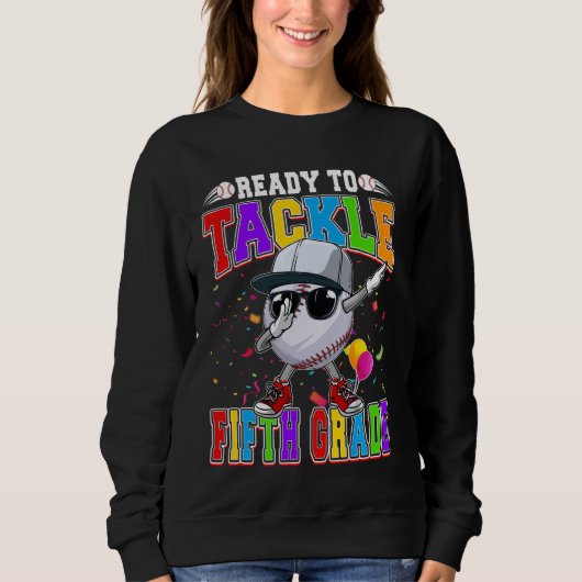 Sweatshirt Prêt À Attaquer Le Baseball De 5E Année Retour À (Devant)