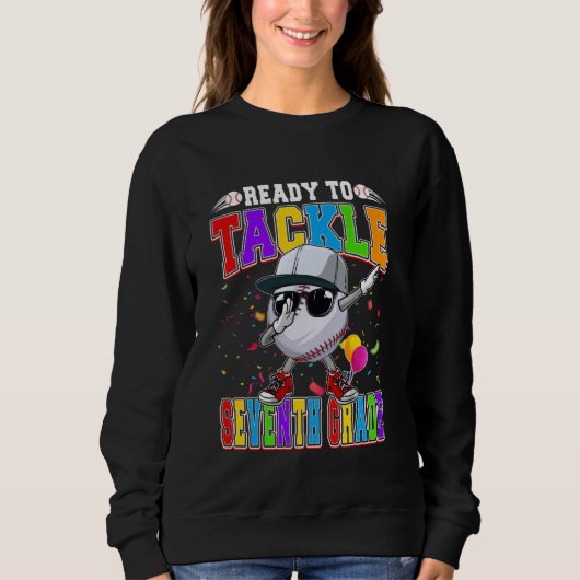 Sweatshirt Prêt À Attaquer Le Baseball De 7E Année Retour À (Devant)