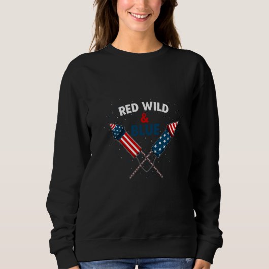 Sweatshirt Pride 4th July USA American Flag Freedom Red White (Devant)