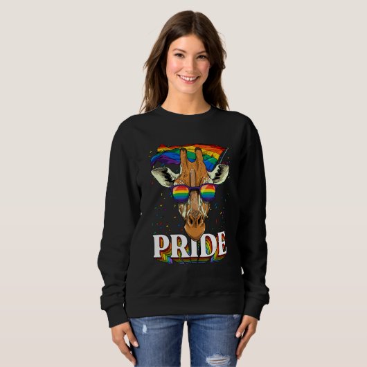 Sweatshirt Pride Giraffe LGBTQ Rainbow Flag Pride Month Anima (Devant entier)