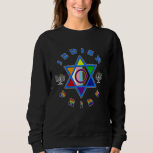 Sweatshirt Pride juive Menorah Star LGBTQ Inclusivité
