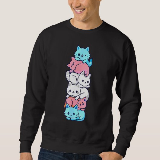 Sweatshirt Pride transgenre Chat Lgbt Transflag Chats mignons (Devant)