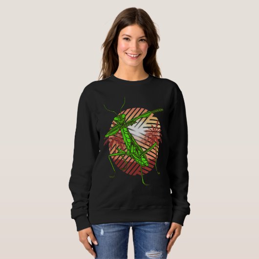 Sweatshirt Prier Mantis Retro Moderne et Vert Insect Bug (Devant entier)