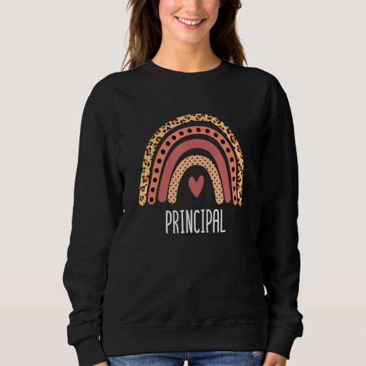 Sweatshirt Principal école Empreinte de léopard arc-en-ciel (Devant)