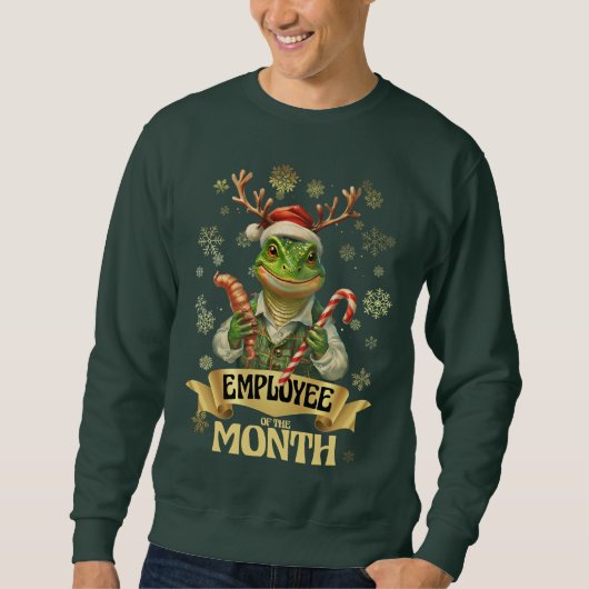 Sweatshirt Prix de l'employé elfe lézard de Noël au pull moch (Devant)