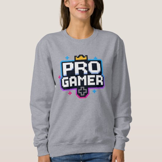 Sweatshirt PRO GAMER — Insigne Pixel Art 8 bits (Devant)
