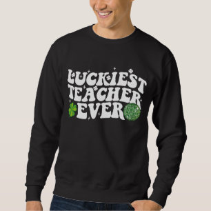 Sweatshirt Prof le plus chanceux Disco Ball Trèfle Groovy