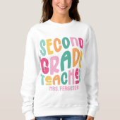 Sweatshirt Professeur de 2e année Typographie Colorée (Devant)
