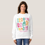 Sweatshirt Professeur de 2e année Typographie Colorée (Devant entier)