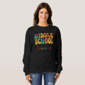Sweatshirt Professeur de collège Rétro Groovy Joyeux Premier (Devant entier)