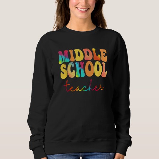 Sweatshirt Professeur de collège Rétro Groovy Joyeux Premier (Devant)