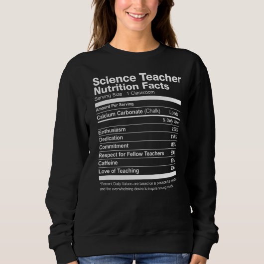 Sweatshirt Professeur de sciences Nutrition Faits amusants (Devant)