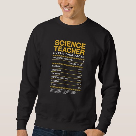 Sweatshirt Professeur de sciences Nutrition Faits Chimie Prof (Devant)
