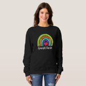 Sweatshirt Professeur d'espagnol Cœurs & Arc-en-ciel Premium (Devant entier)