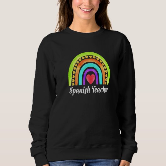 Sweatshirt Professeur d'espagnol Cœurs & Arc-en-ciel Premium (Devant)