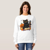 Sweatshirt Professeur sorcière chat noir Halloween Patch citr (Devant entier)