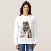 Sweatshirt Profitez du thé d'hiver de chat (Devant entier)