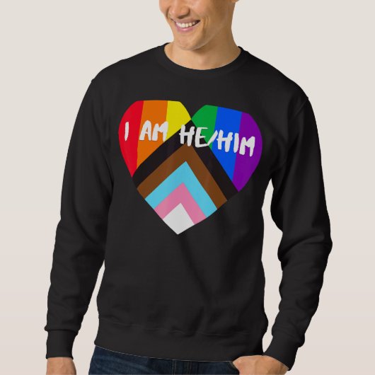Sweatshirt Progrès Fierté Coeur Drapeau Je Suis Lui (Devant)