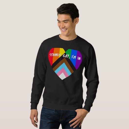 Sweatshirt Progrès Fierté Coeur Drapeau Sonne Gay Im En 2 (Devant entier)