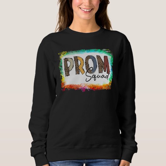 Sweatshirt Prom Squad Leopard Bleached Graduation Famille Mat (Devant)
