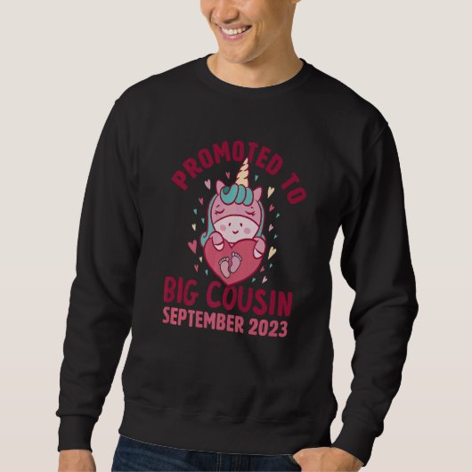 Sweatshirt Promoted to Big Cousin September 2023 Unicorn Hear (Devant)