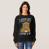 Sweatshirt Propriétaire De Café Et Chat Kitten Boisson De Caf (Devant entier)