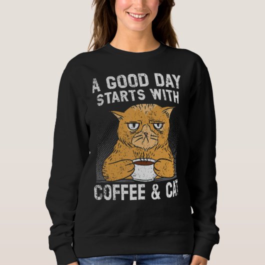 Sweatshirt Propriétaire De Café Et Chat Kitten Boisson De Caf (Devant)