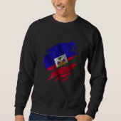 Sweatshirt Proud Haitian Root Torn Ripped Haitia Flag (Devant)